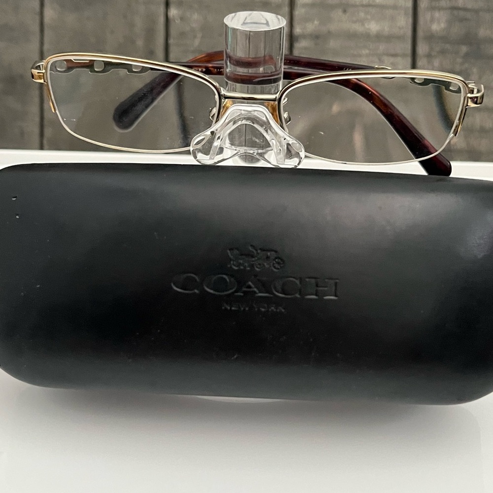 COACH Gold tone 1/2 Rim Frames with Coach link with case
